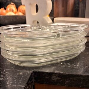 VTG Joe Colombo Clear Glass Divided Plates Set of 4